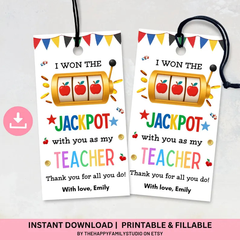 Teacher Appreciation Lotto Gift Tag \u2013 Jackpot-Themed Design (Digital Download) | Etsy (Global)