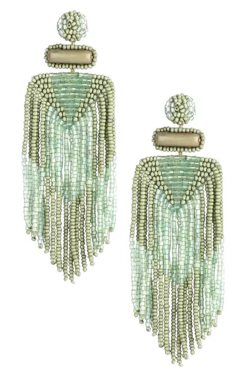 Deepa Gurnani Jody Fringe Drop Earrings in Olive at Nordstrom | Nordstrom