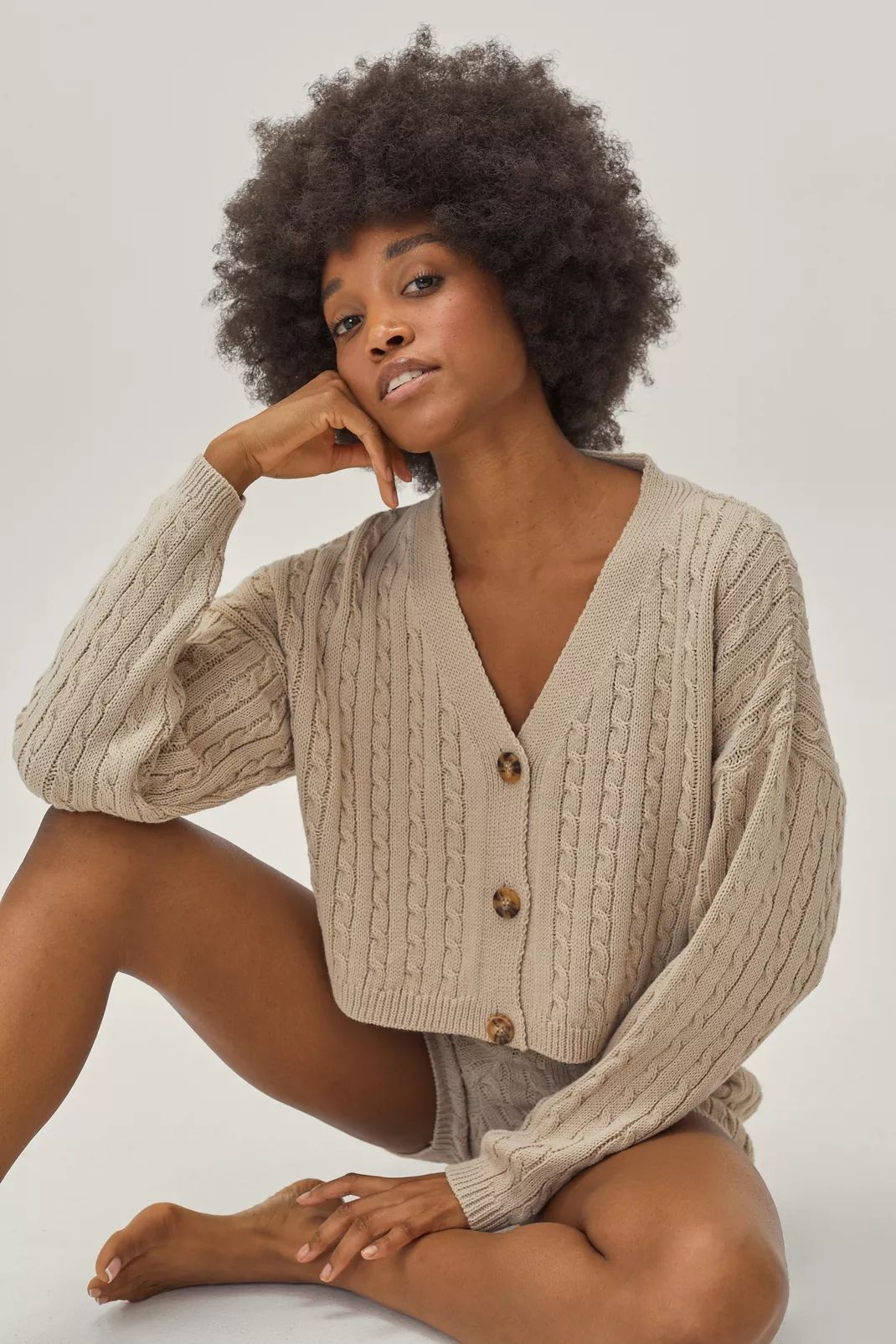 Petite Cable Knit Shorts and Cardigan Set | NastyGal (UK, IE)