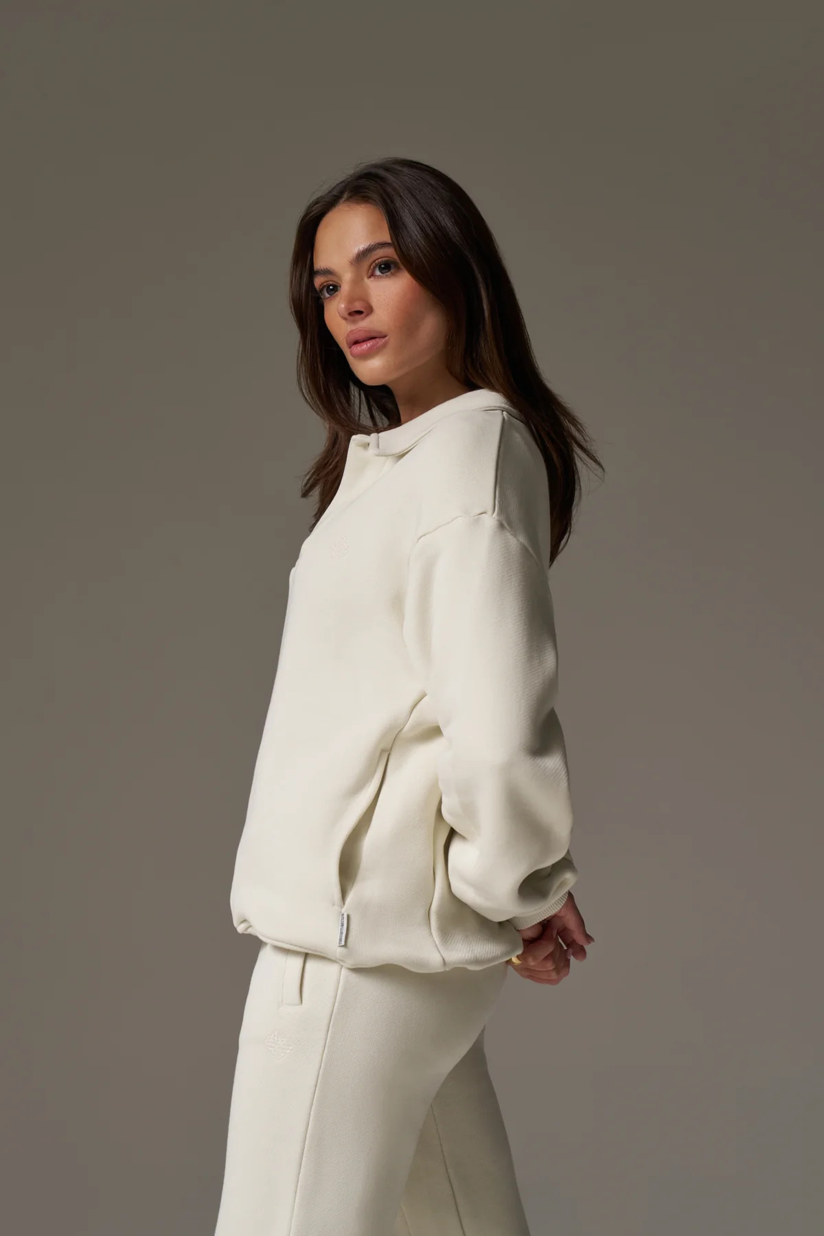 LAUNDERED CLASSICS POLO SWEATSHIRT - ECRU | The Couture Club