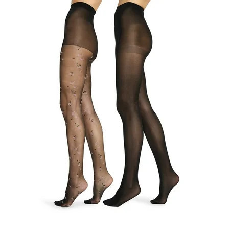 Madden NYC Women’s Ditsy Floral Jacquard Tight 2-Pack Sizes S-XL | Walmart (US)