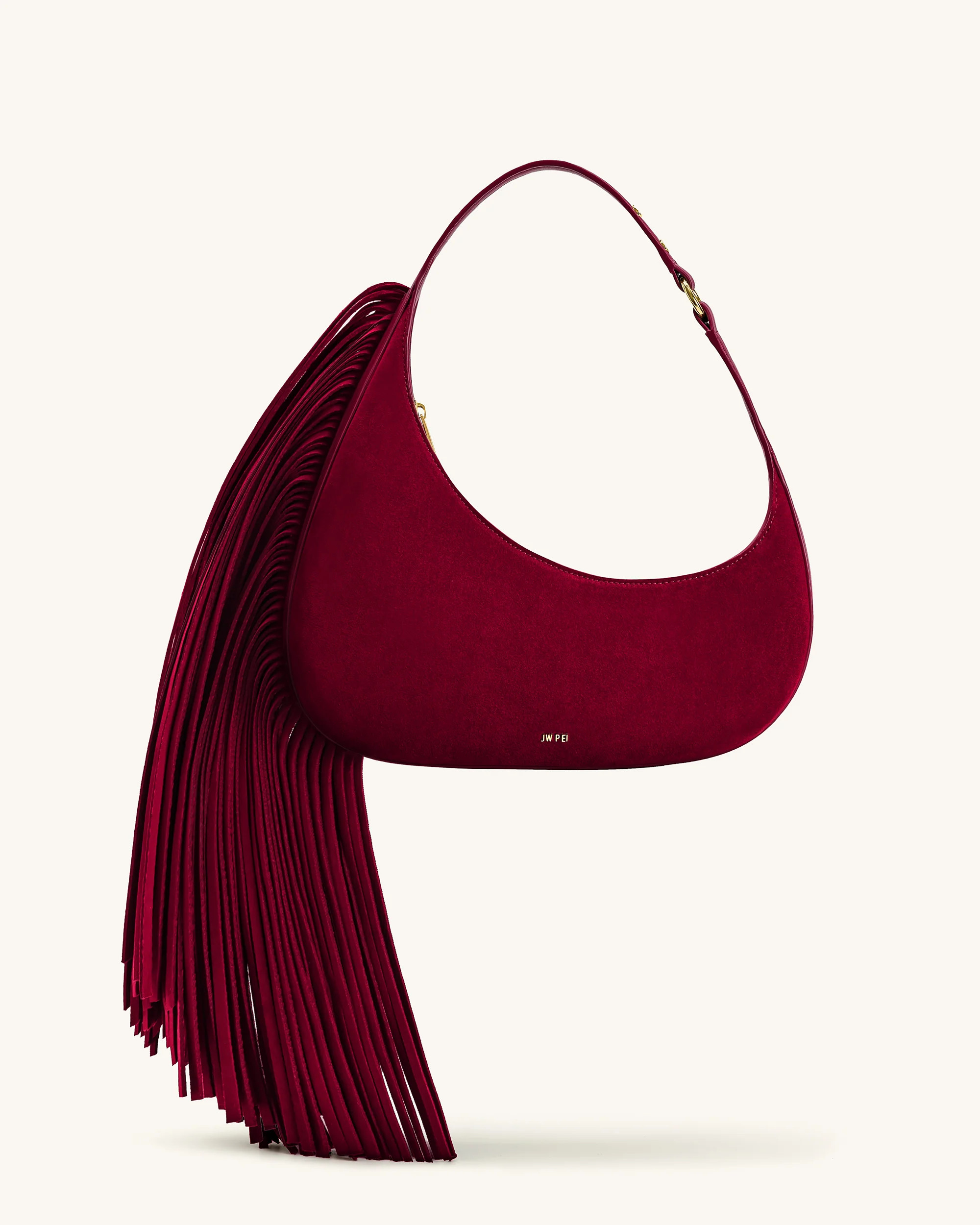 Harlee Faux Suede Fringe Shoulder Bag - Burgundy | JW PEI US