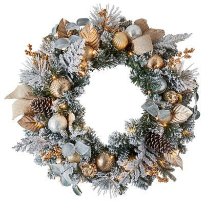 Member's Mark Pre-Lit 32" Decorated Holiday Wreath - Flocked | Sam's Club