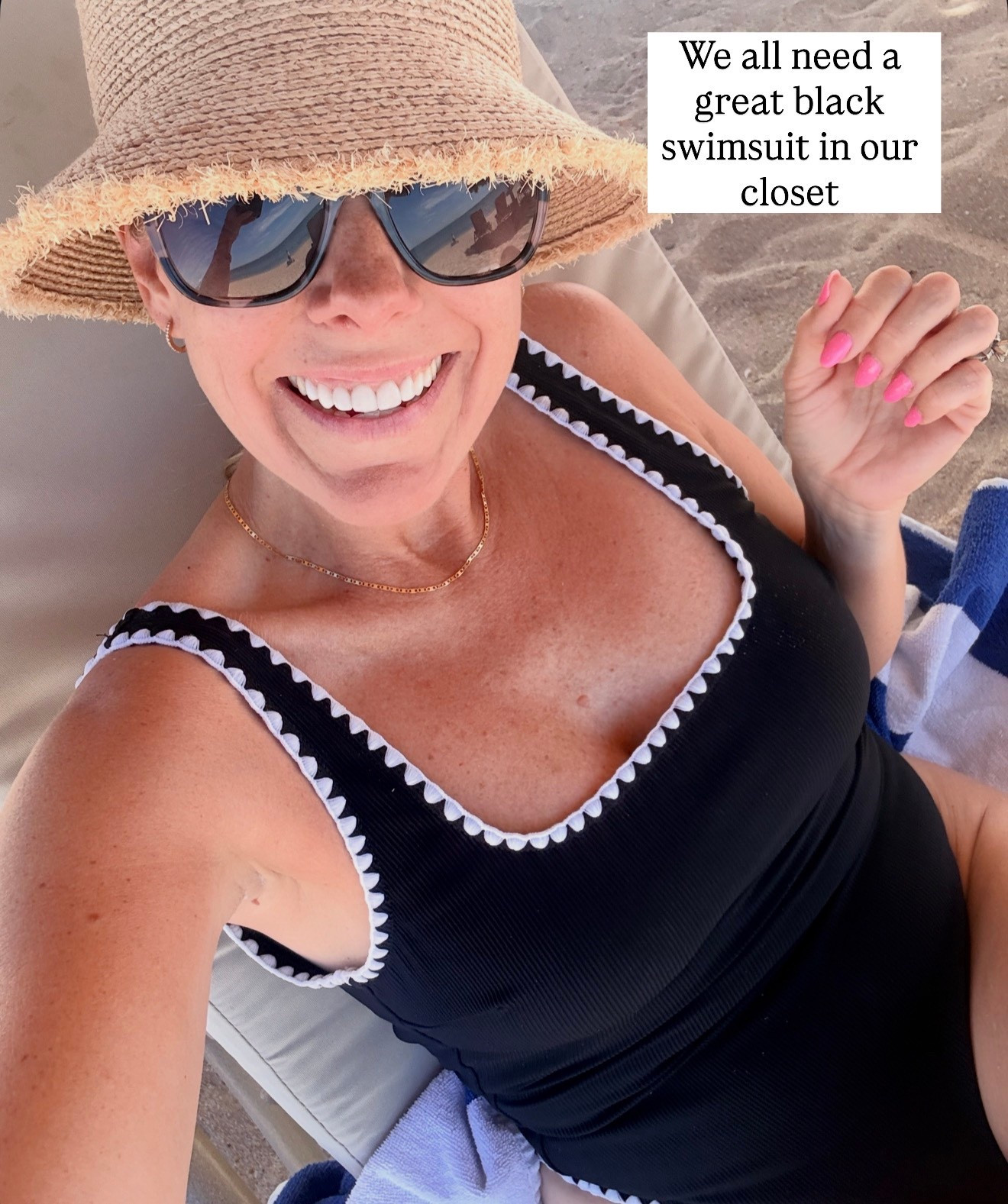 Size small black ribbed swimsuit. Small bucket hat as well 

#LTKOver40 #LTKSwim #LTKTravel