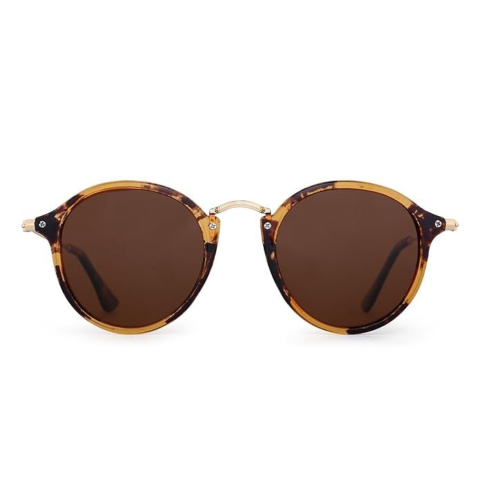JIM HALO Retro Polarized Round Sunglasses for Women Vintage Small Mirror Glasses | Amazon (US)