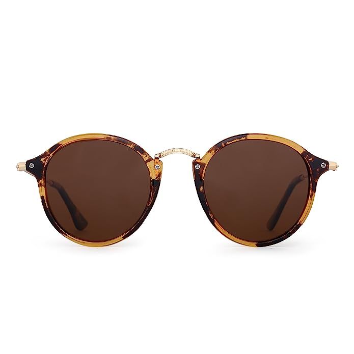 JIM HALO Retro Polarized Round Sunglasses for Women Vintage Small Mirror Glasses | Amazon (US)