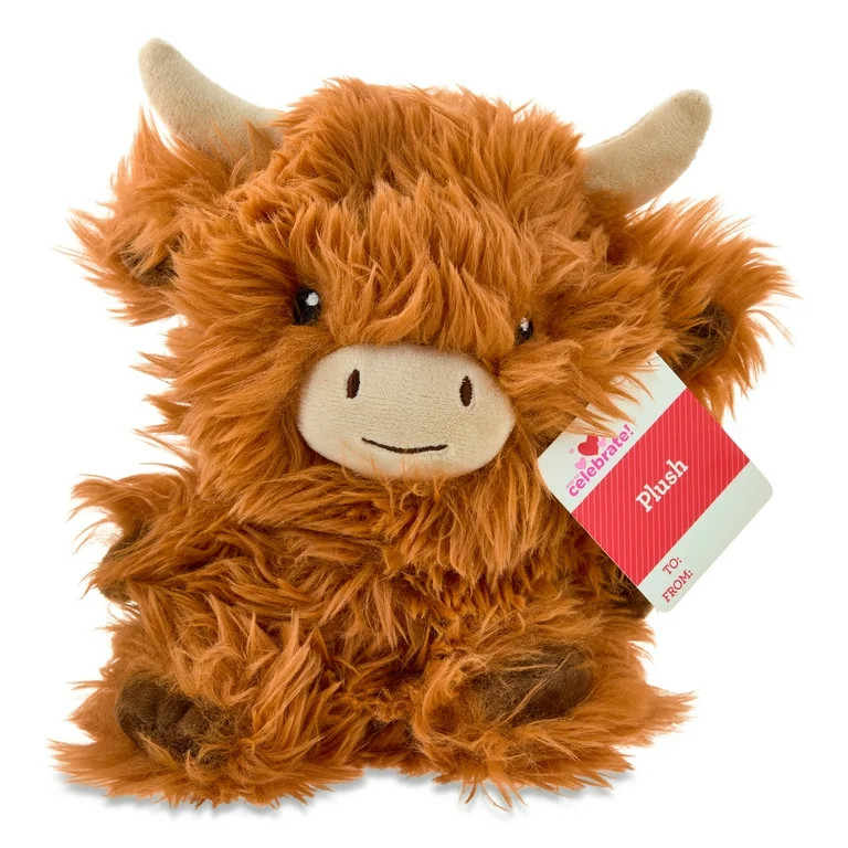 Highland Cow, Brown, 8", Valentine's Day by Way To Celebrate | Walmart (US)