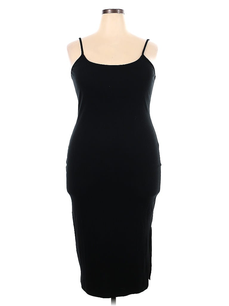 Wild Fable Casual Dress - Midi: Black Solid Dresses - Used - Size 2X-Large | ThredUp