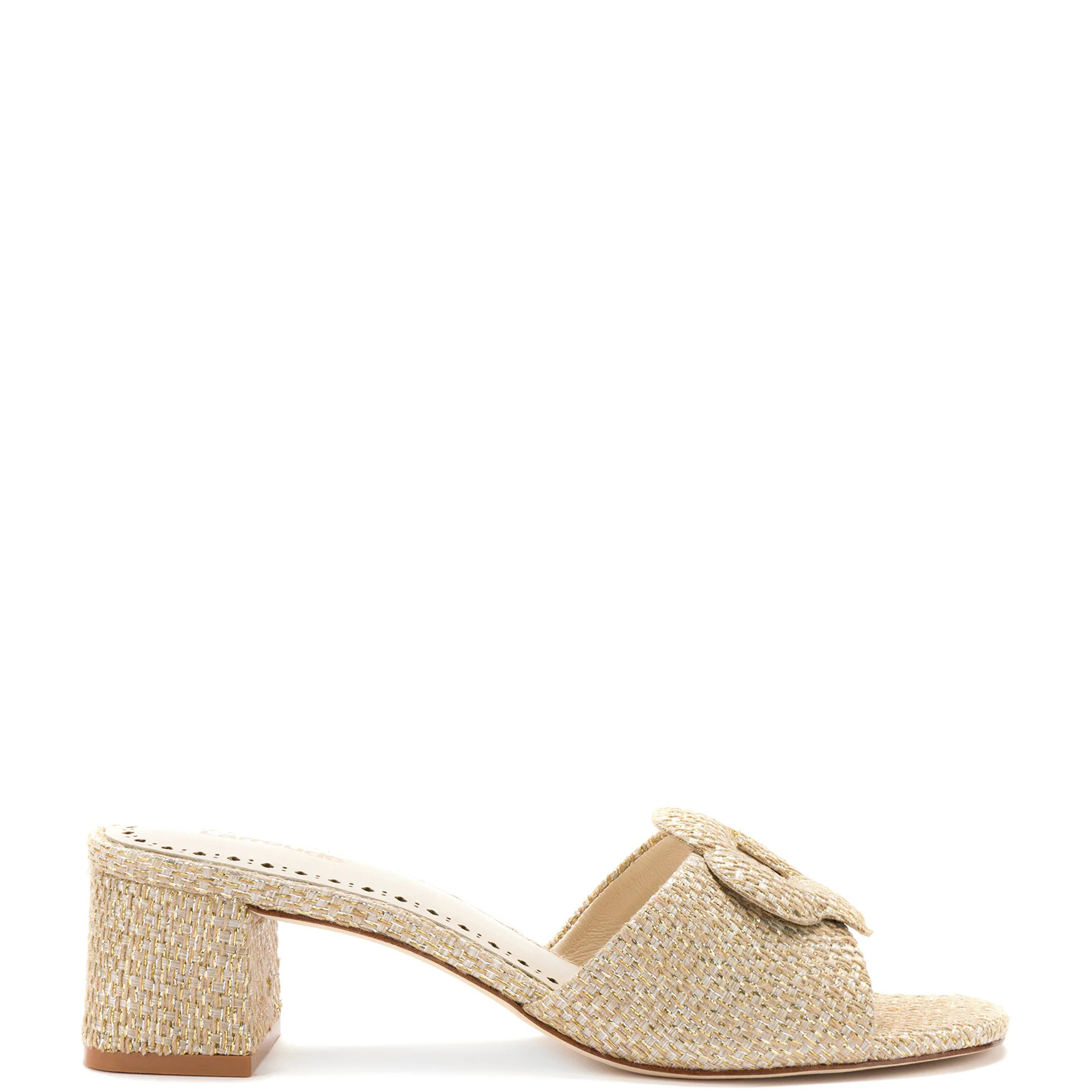 Flora Mule In Gold Metallic Raffia | Larroude
