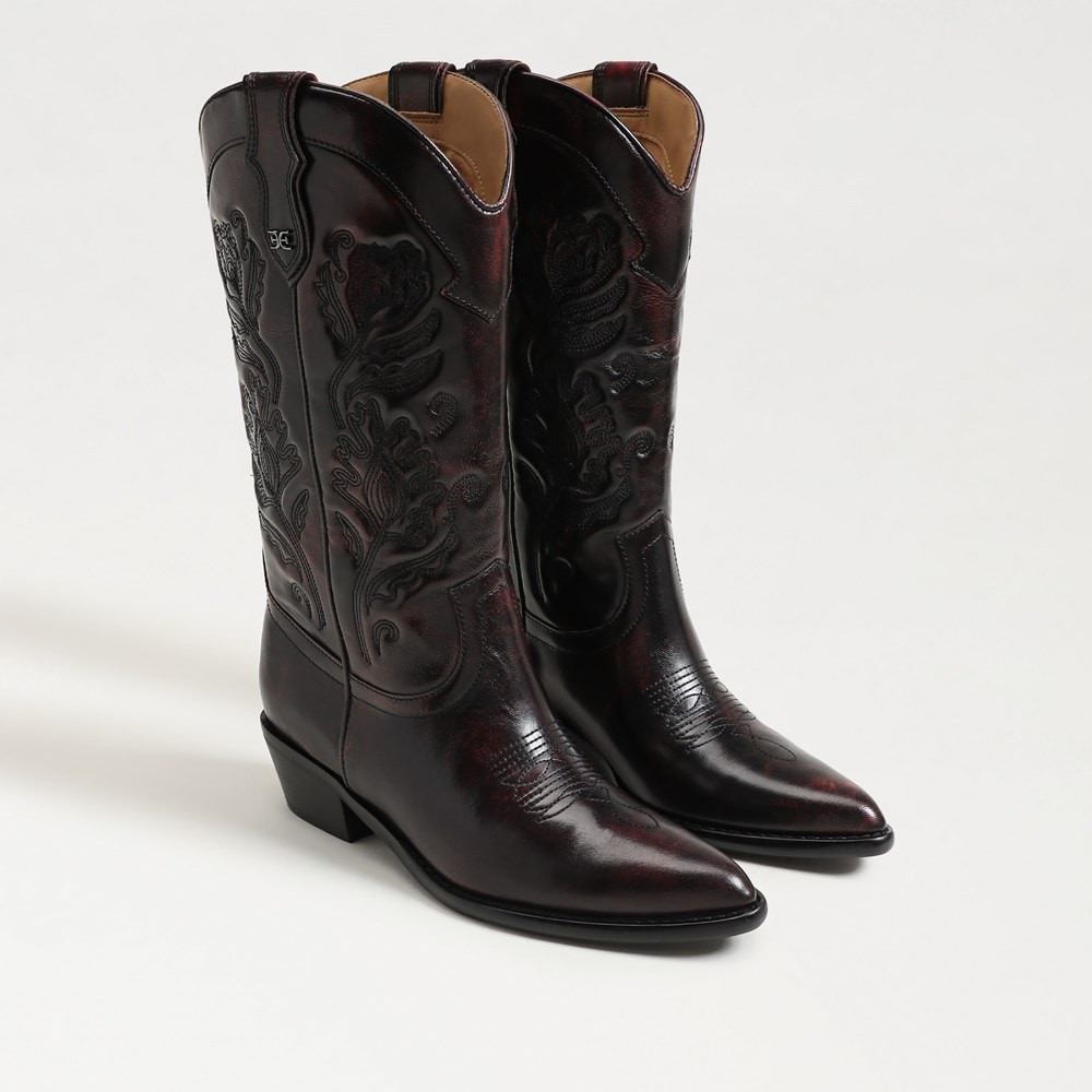 Sam Edelman Rue Western Boot Merlot Leather | Sam Edelman