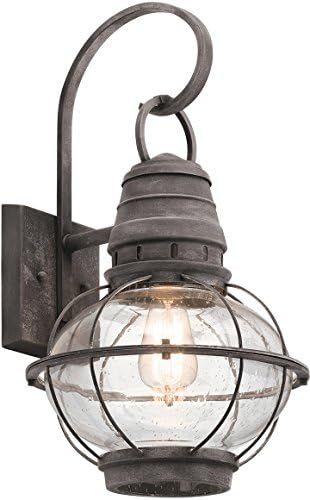 Kichler 49629WZC Bridge Point Outdoor Wall Sconce, 1 Light Incandescent 100 Watts, Weathered Zinc | Amazon (US)