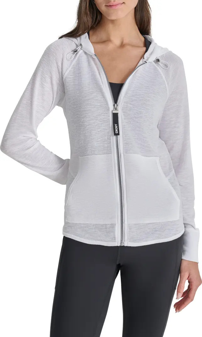 DKNY Slub Waffle Knit Zip Hoodie | Nordstromrack | Nordstrom Rack