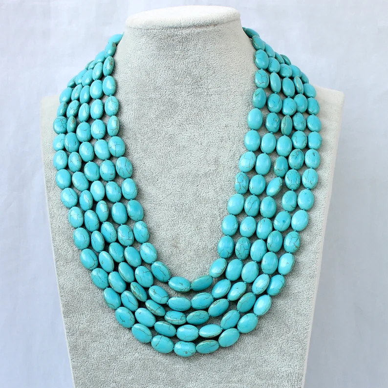 Multi-layered turquoise necklace  Gift For Women,Turquoise Necklace   Mother daughter necklace | Etsy (Global)