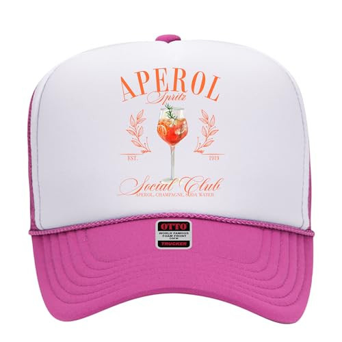 Aperol Spritz Social Club Trucker Hat - Premium Snapback for Men and Women - Margs Tequila Drinking Funny Cute (US, Alpha, One Size, Hot Pink/White) | Amazon (US)