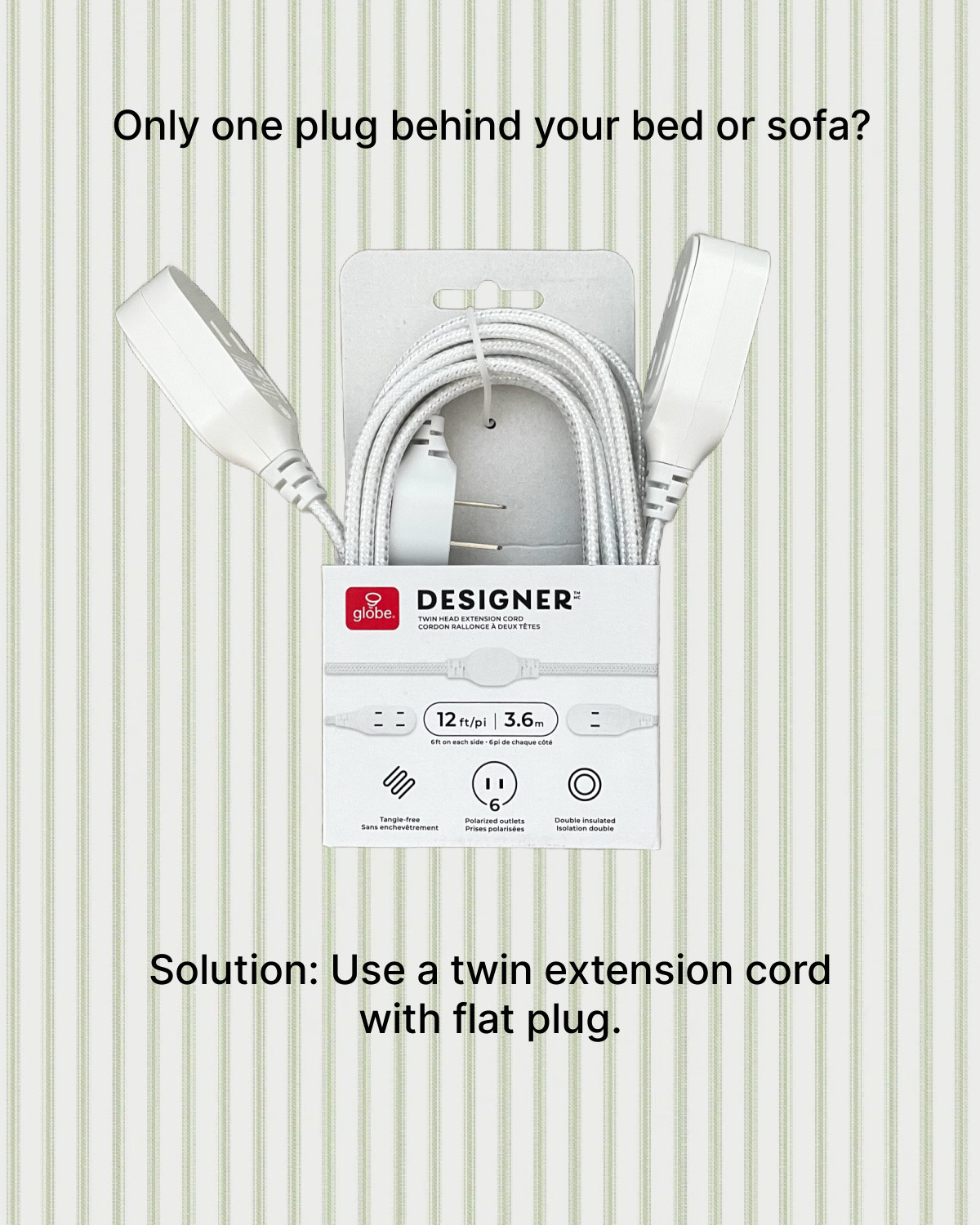 If you have that one awkward outlet behind the bed or sofa… you know the struggle. This is such a simple solution when you need a little more access without constantly reaching behind furniture. Long enough to reach either side and sits flat against the wall. Blends well against white baseboards too.

#LTKcanada #LTKhome