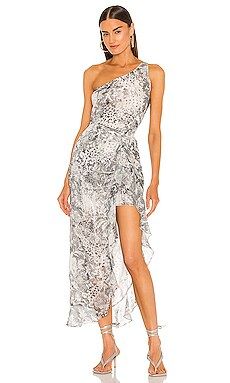 ROCOCO SAND Paola One Shoulder Maxi Dress in Black & White from Revolve.com | Revolve Clothing (Global)