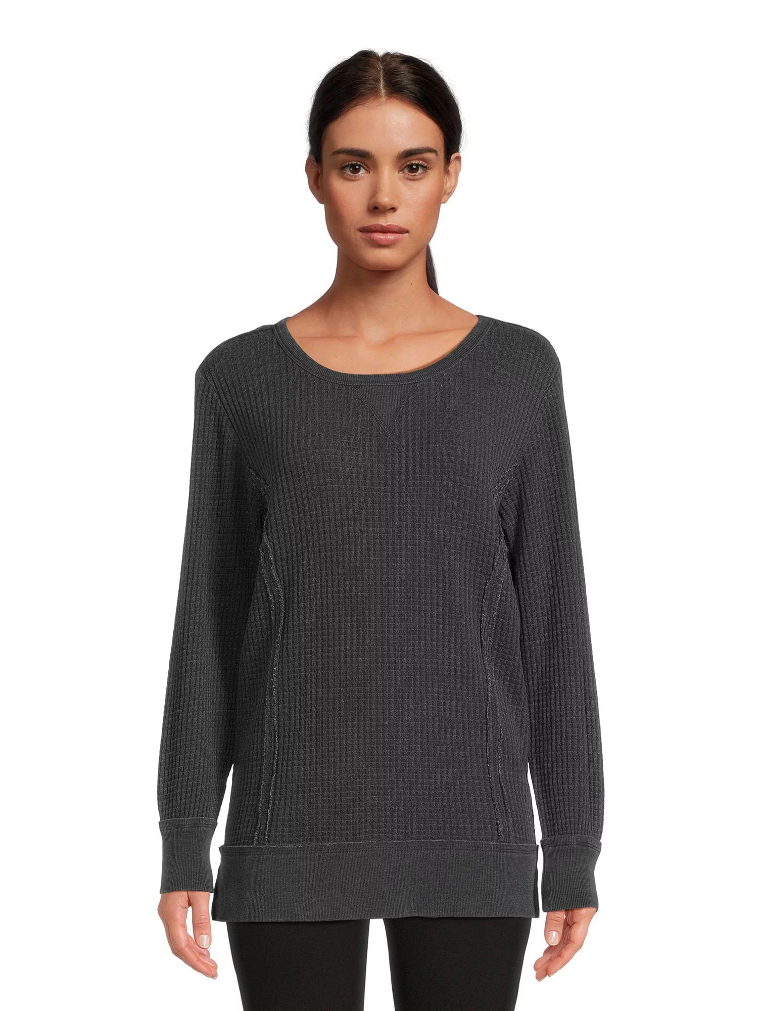 Time and Tru Women’s Waffle Pullover Top with Long Sleeves - Walmart.com | Walmart (US)