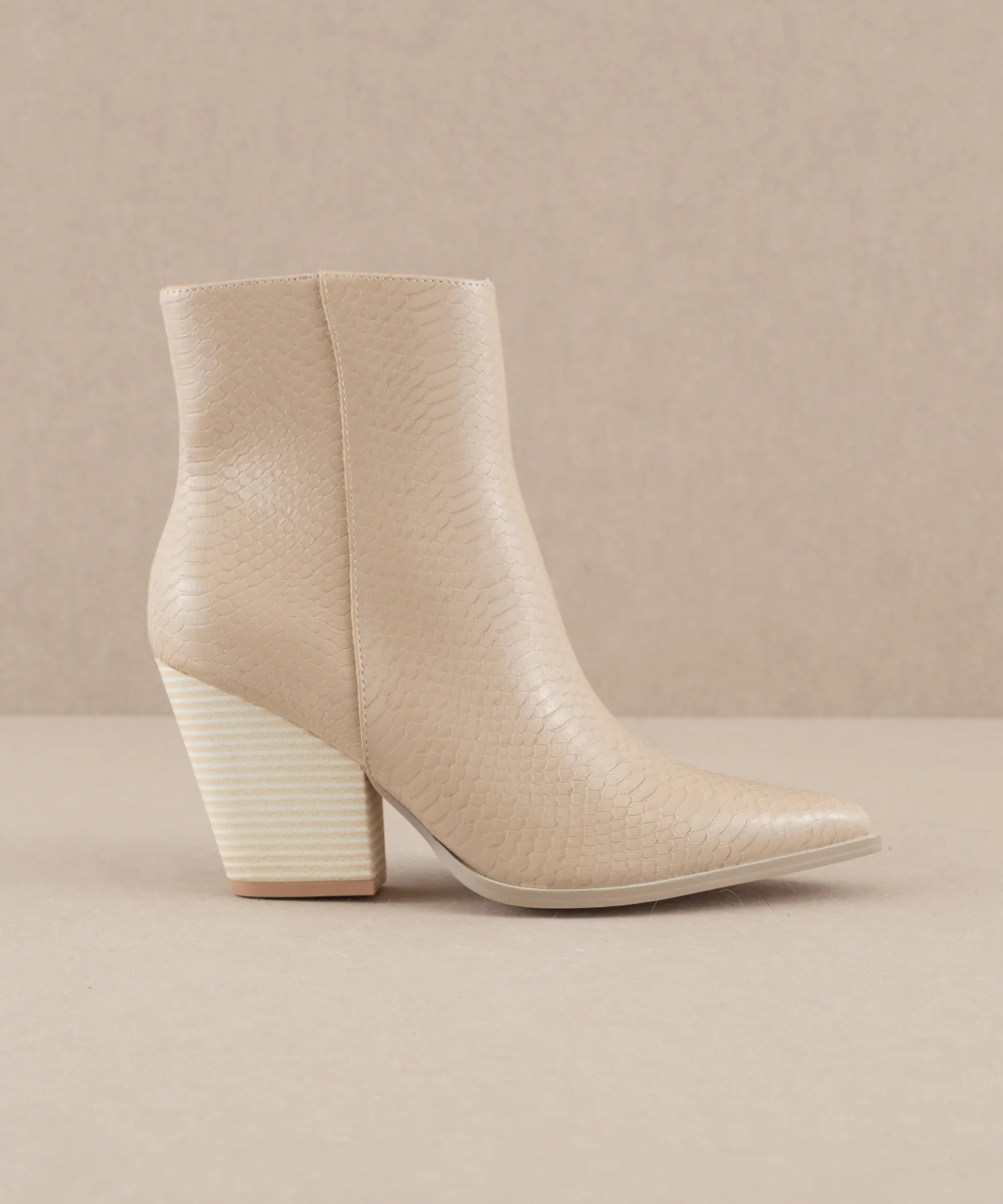 The Sonia - Beige Western Ankle Boots | Oasis Society