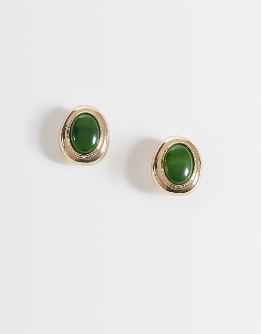 Accessorize green stone vintage look earrings in gold | ASOS (Global)