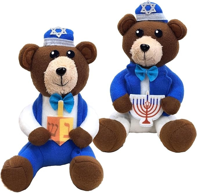 TURNMEON Hanukkah Decorations - 2 Pack Chanukah Plush Bear Doll Hold Menorah & Dreidel,Hanukkah G... | Amazon (US)