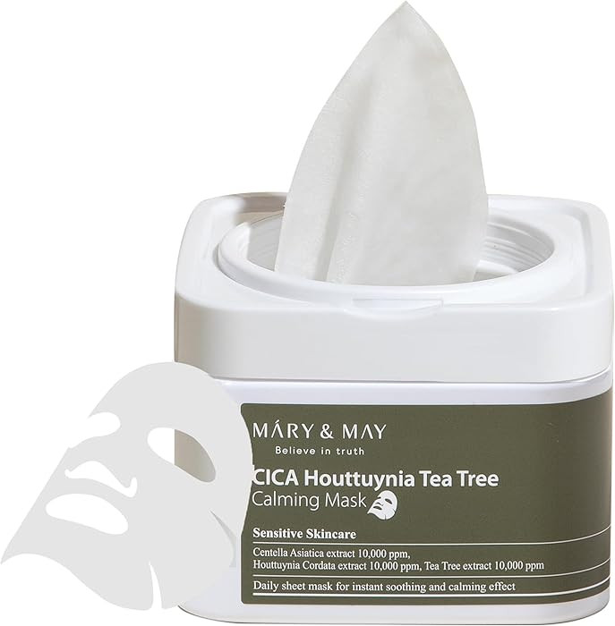 Mary&May CICA Houttuynia Tea Tree Calming Mask - Daily Pull Out Sheet Mask for Instant Soothing &... | Amazon (US)