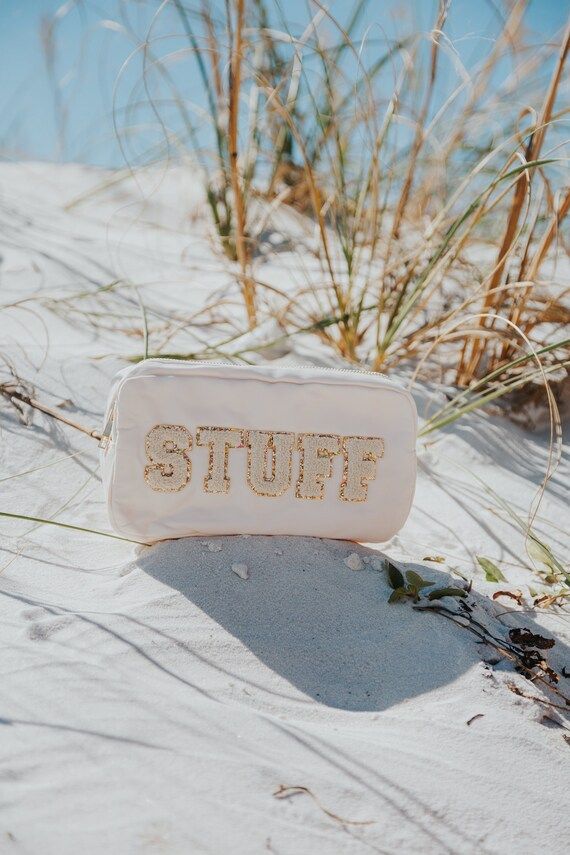 Medium Nude Nylon Makeup Bag Sewn on Letters  STUFF  Ships | Etsy | Etsy (US)