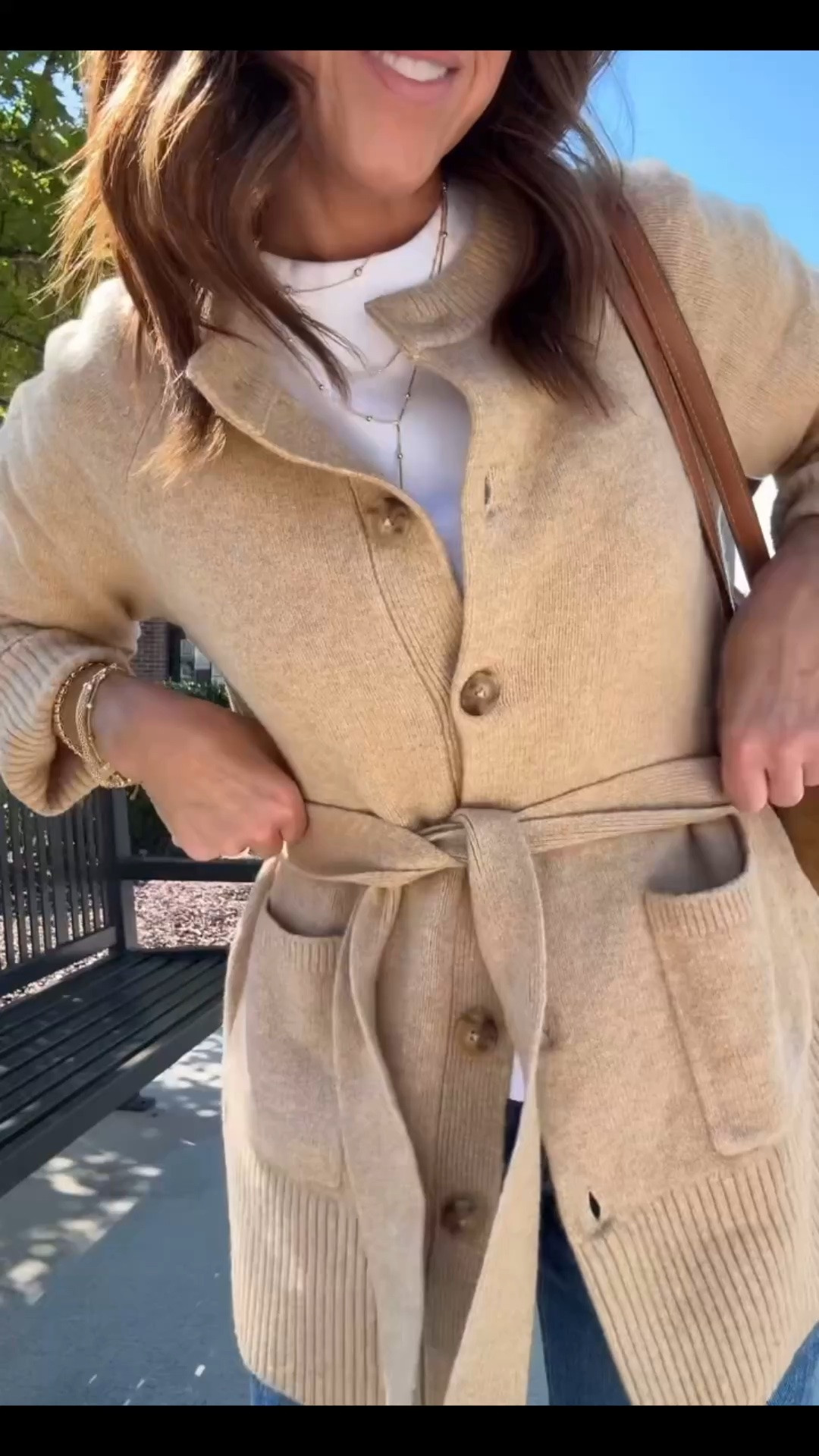 Lightweight layer. Tie front cardigan. Fall sweater. Evereve. 
Sweater XS. Jeans TTS, 25 petite