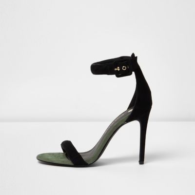 River Island Womens Black barely there buckle strap sandals | River Island (UK & IE)