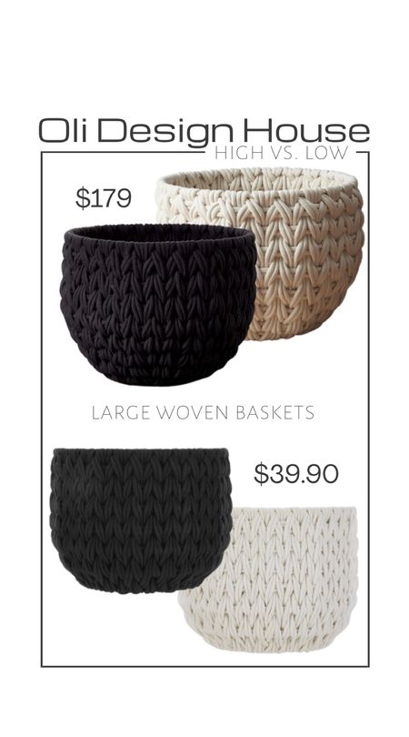 High vs low…large woven storage baskets. 

Large black woven storage baskets, large white woven storage baskets, designer dupe, modern home decor, modern organic home decor



#LTKhome #LTKFind #LTKunder50