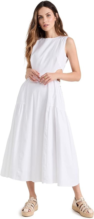 MOON RIVER Women's Sleeveless Side Cut-Out Adjustable Shirred Midi Dress | Amazon (US)