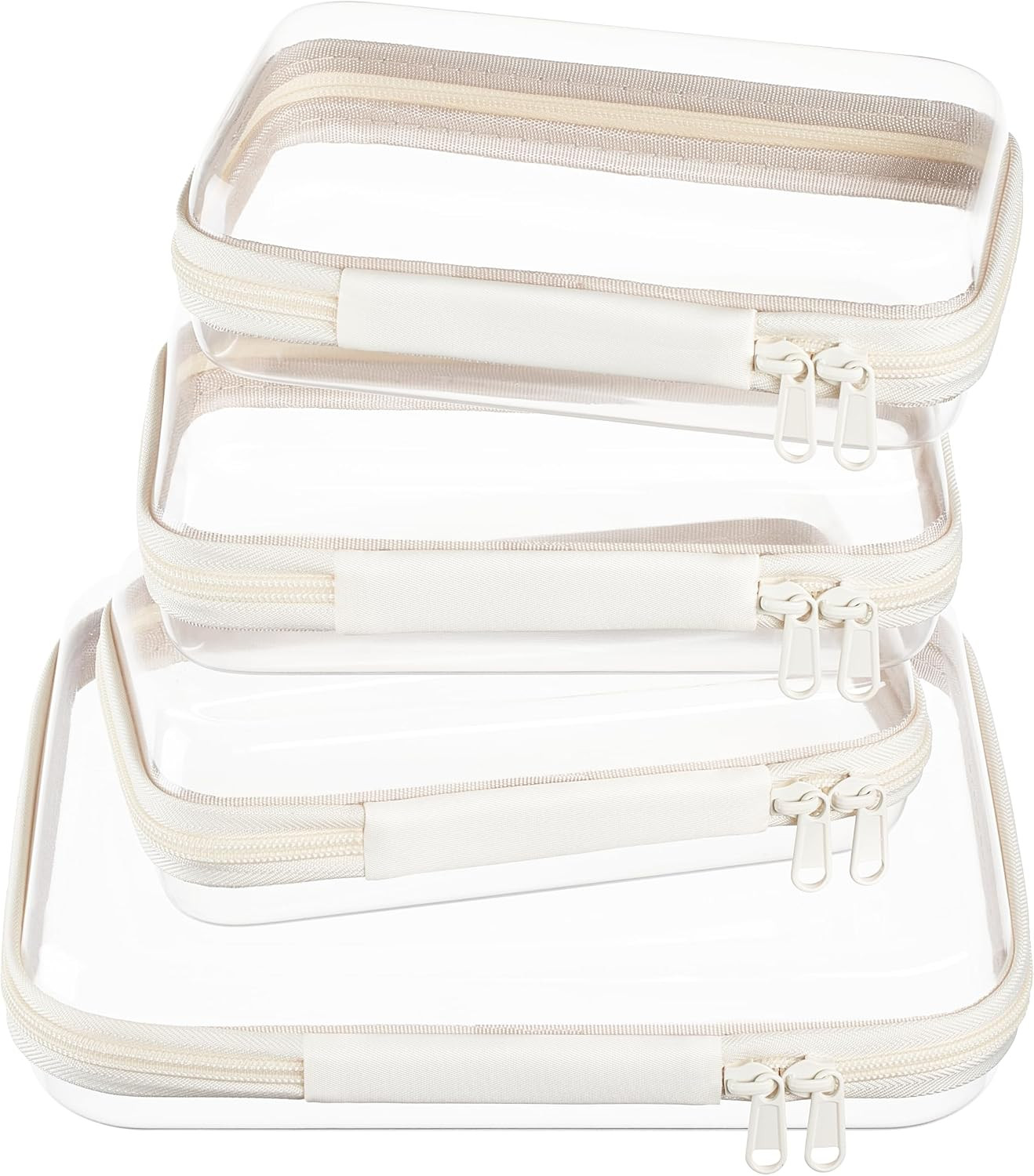 4 pcs Clear Zipper Pouches,Hard Shell Zipper Case, Toiletry Bag for Travel | Amazon (US)