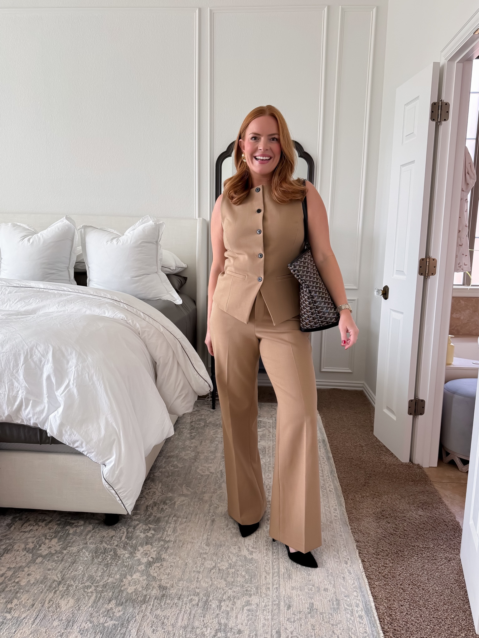 Matching sets = the easiest way to get dressed for work 🙌
Tailored, elongating, and effortlessly put together.

Sizing: vest S | pants M | heels TTS

#LTKworkwear #matchingset #petiteworkwear #tanoutfit #corporatechic #tailoredstyle #officestyle #womeninbusiness #poweroutfit #neutralaesthetic

#LTKmomlife #LTKootd #LTKWorkwear