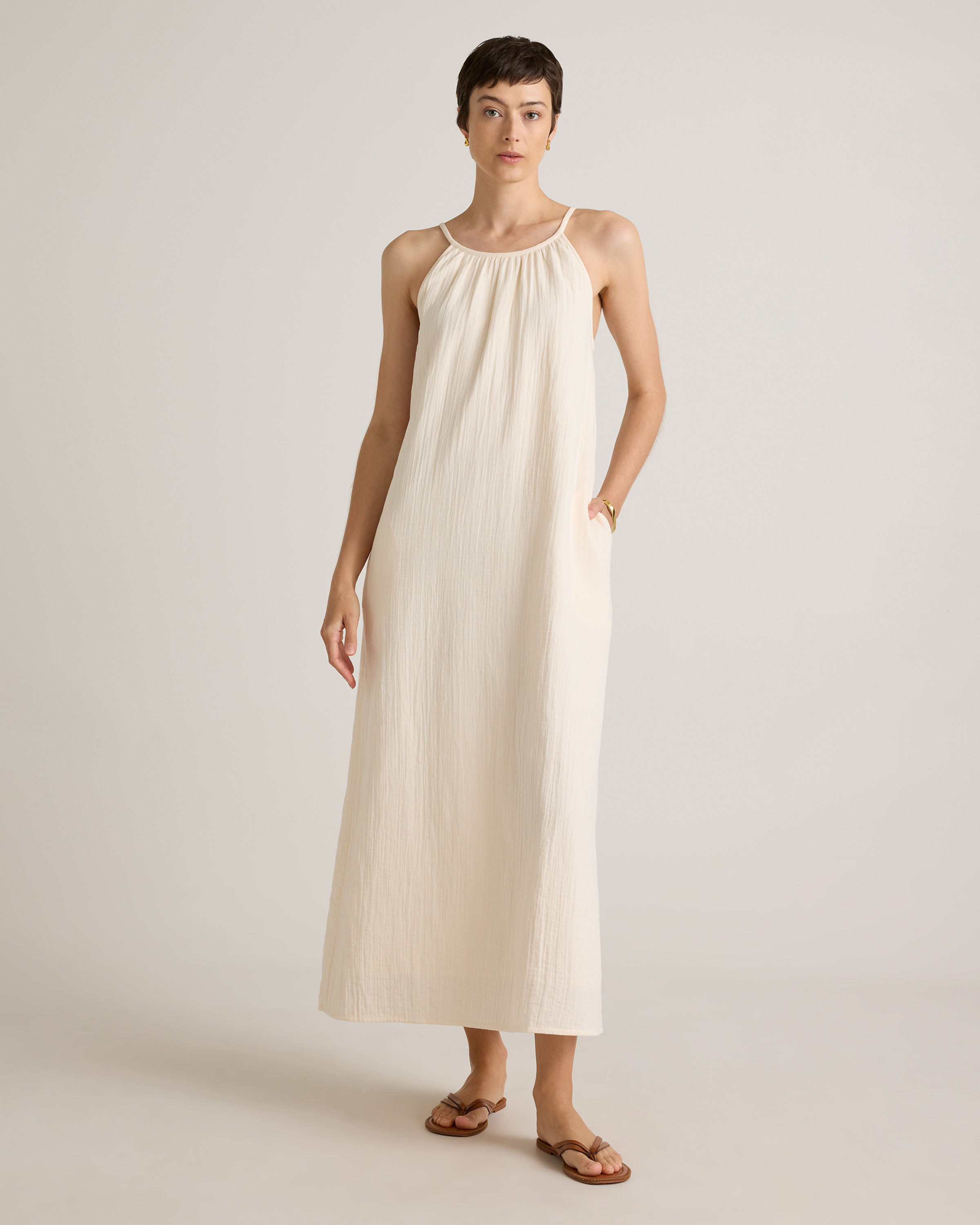 Quince | Women's Gauze Sleeveless Maxi Dress in Vintage Cream, Size Small, Organic Cotton | Quince