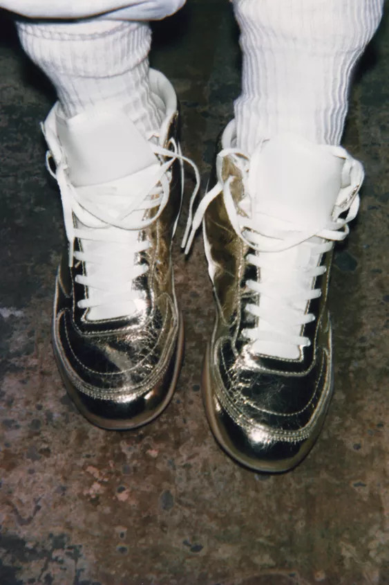 METALLIC EFFECT SNEAKER ANKLE BOOTS | Zara US
