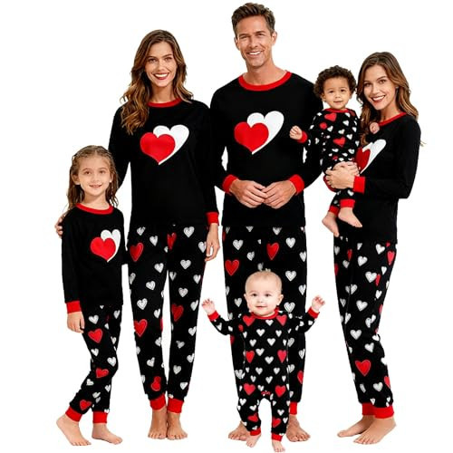 Urkutoba Family Matching Valentine's Day Pajamas Sets-Long Sleeve Cute Heart Print Pajamas for Couples&Kids|Family Pjs Gifts (Val's Pjs 1 -Kid, 13 Y) | Amazon (US)