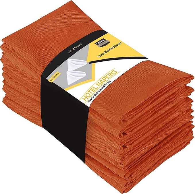 Utopia Kitchen Orange Cloth Napkins [12 Pack, 18x18 Inch] Cotton Blend Washable and Reusable Tabl... | Amazon (US)