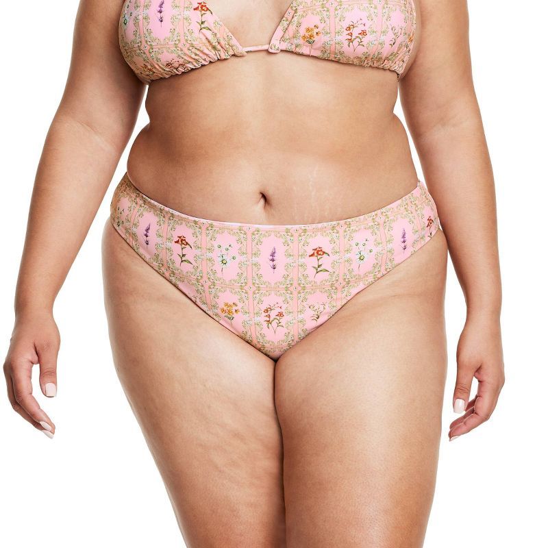 Women's Dainty Floral/Stripe Print Reversible Low-Rise Cheeky Bikini Bottom - Agua Bendita x Targ... | Target