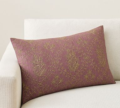 Glinda Embroidered Lumbar Pillow | Pottery Barn (US)