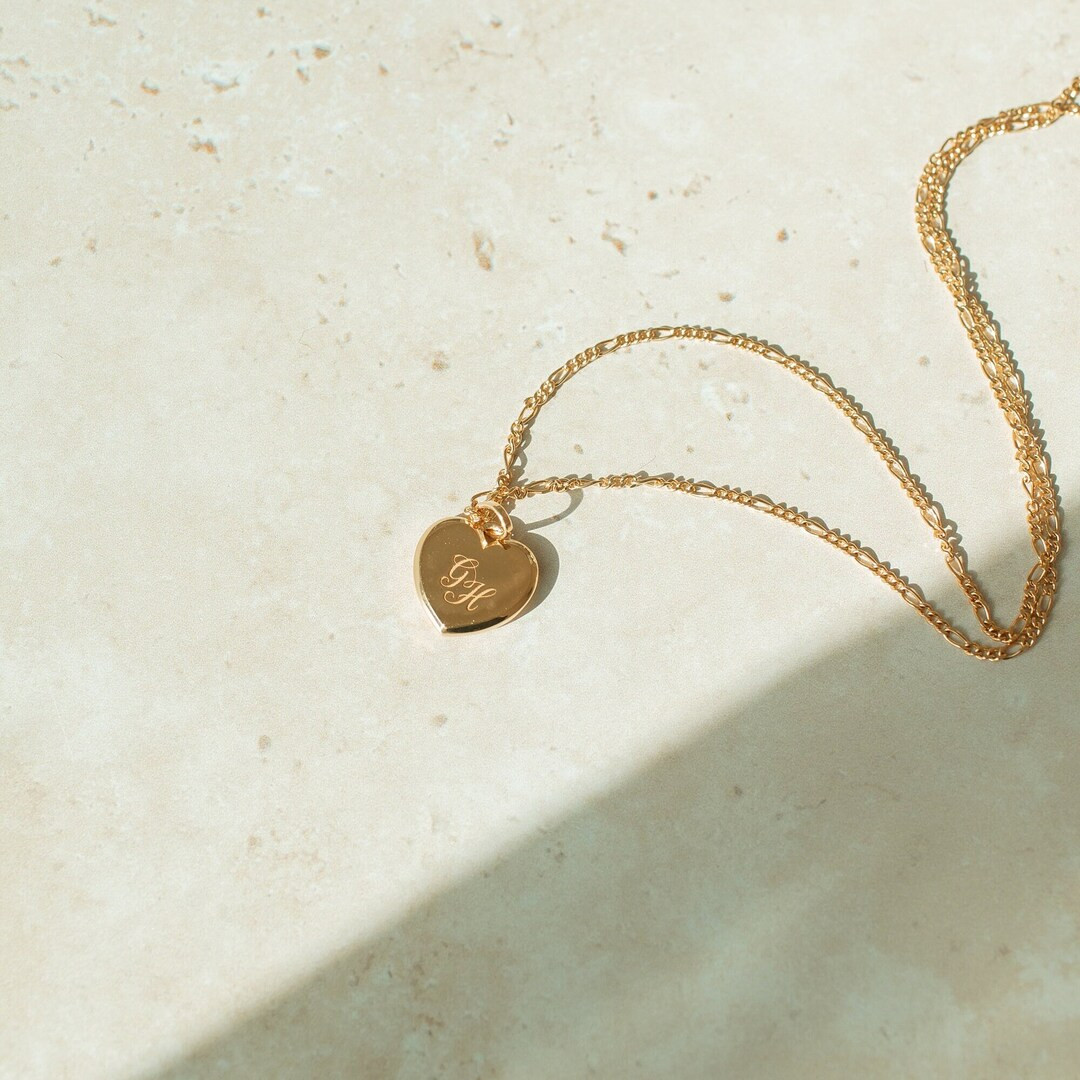 Custom Engraved Monogram Necklace - Elegant Heart Pendant - Custom Initial Necklace - Christmas G... | Etsy (US)