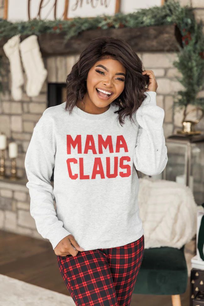 Mama Claus Graphic Ash Sweatshirt | The Pink Lily Boutique