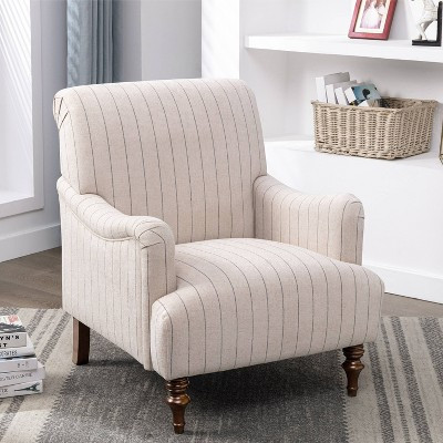 Comfort Pointe Seville Striped Arm Chair Sea Oat: Upholstered Traditional Accent, Foam Filled, Wood Legs | Target