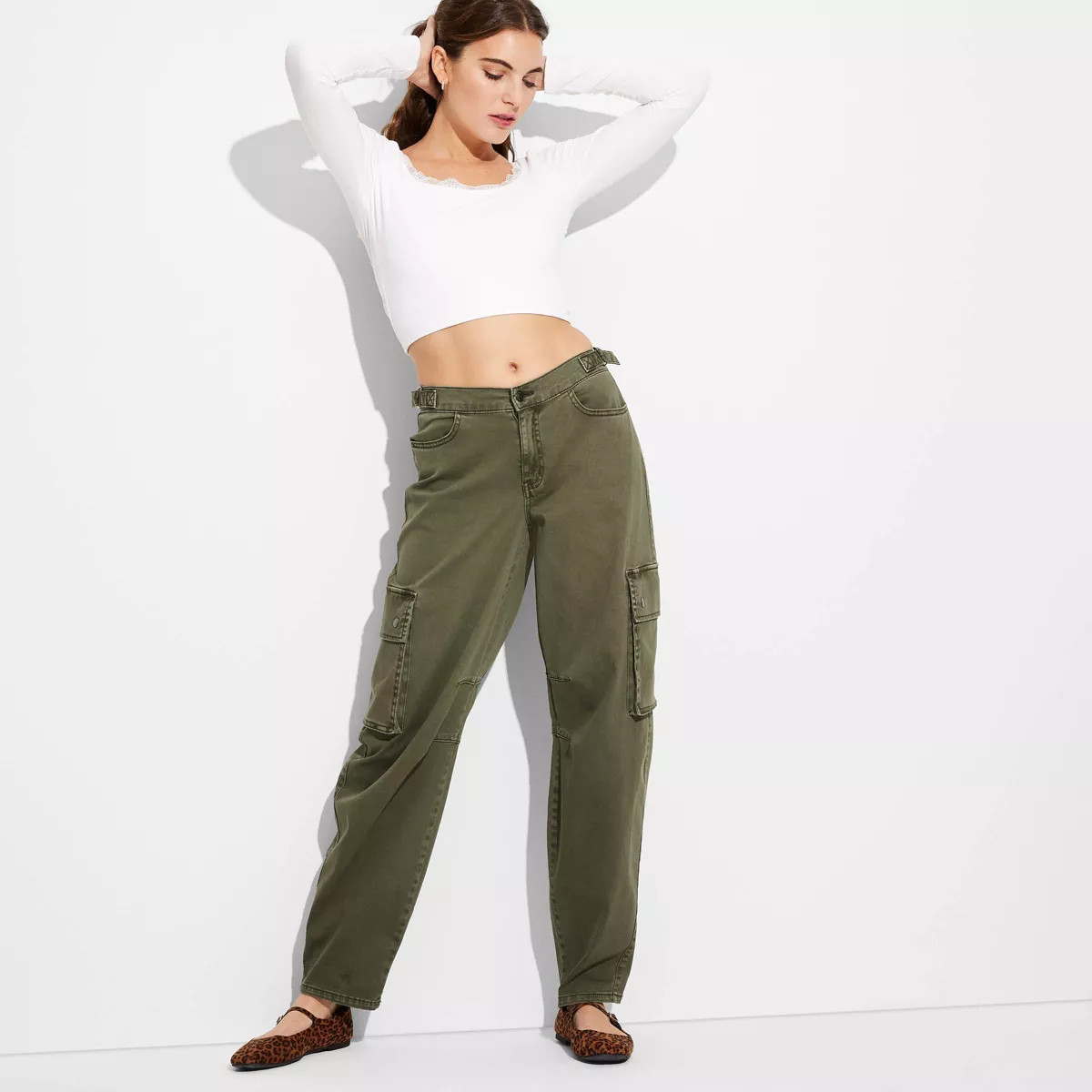 Women's Mid-Rise Barrel Cargo Pants - Wild Fable™ | Target