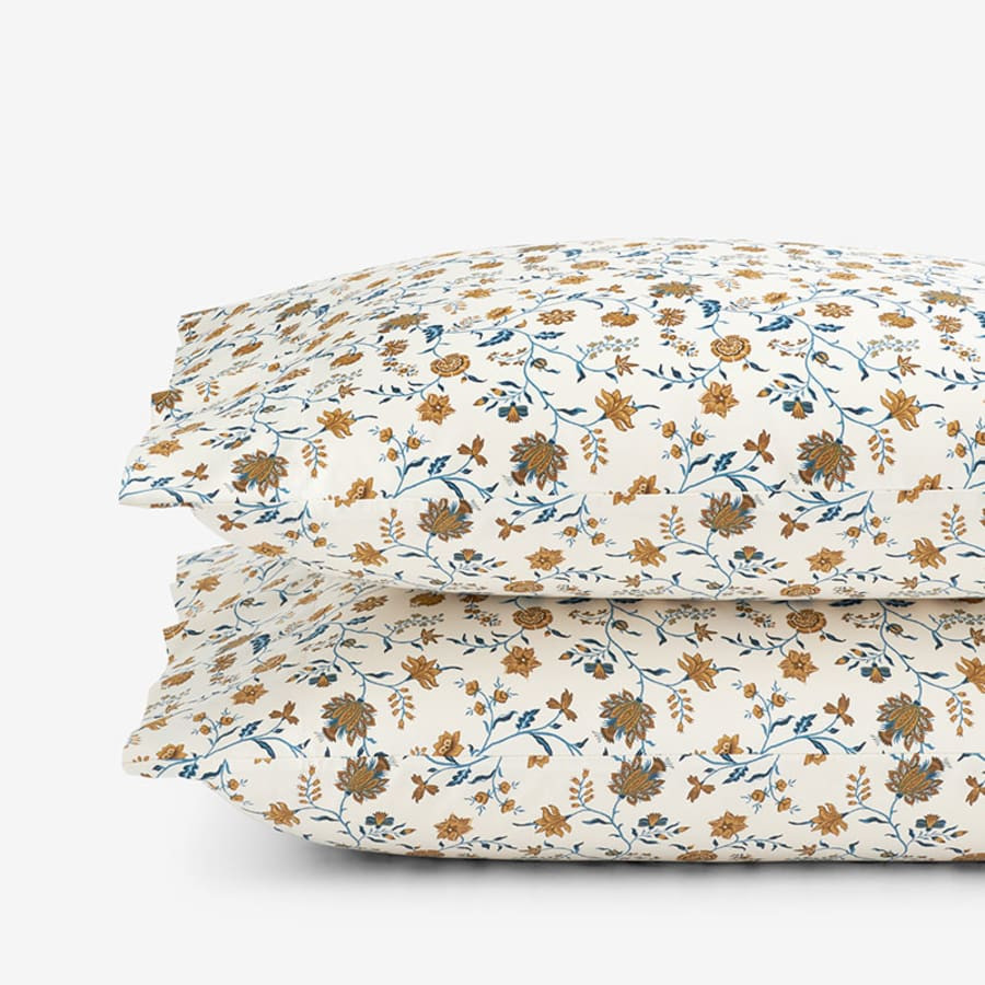 Misha Floral Premium Smooth Sateen Pillowcase Set - Cream Multi, Standard | The Company Store