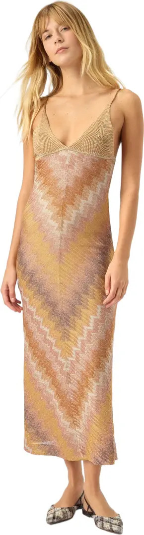 Viscose Lamé Gown With Deep Neckline | Nordstrom