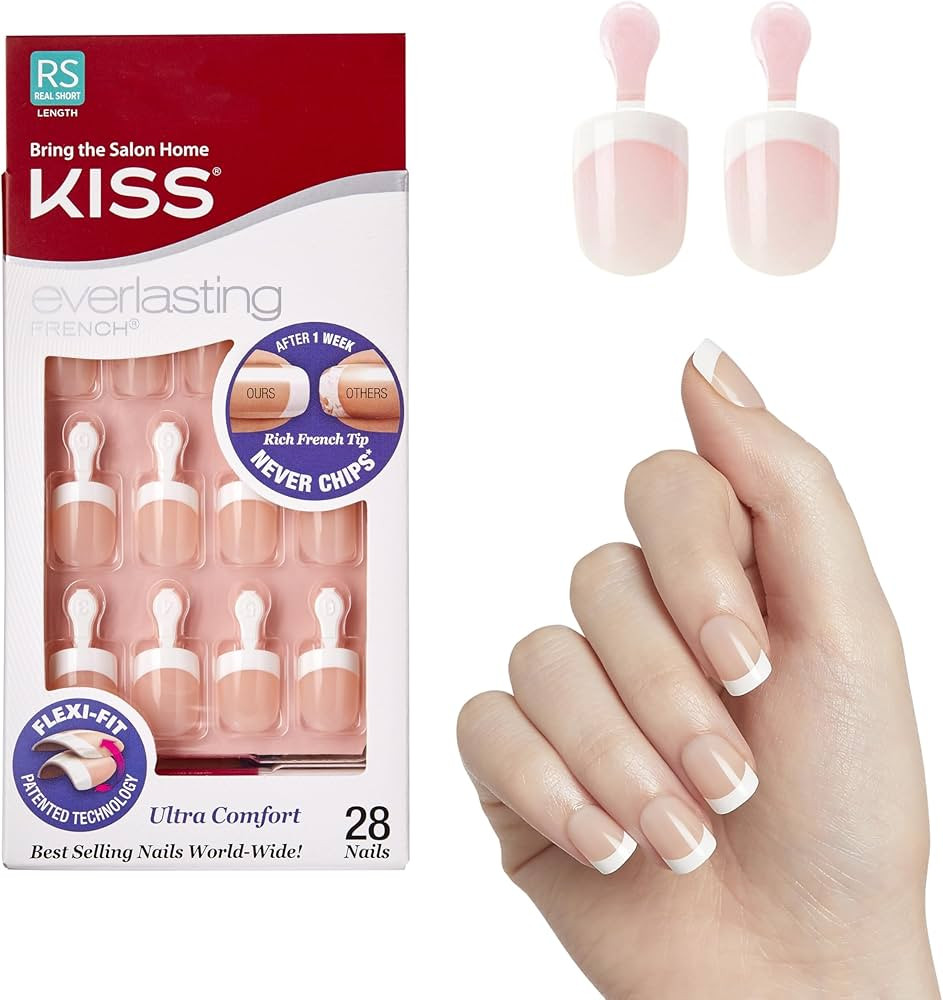 Kiss Everlasting French Nail Manicure, Chip-Free with Flexi-Fit Technology, Real Short, "Endless"... | Amazon (US)
