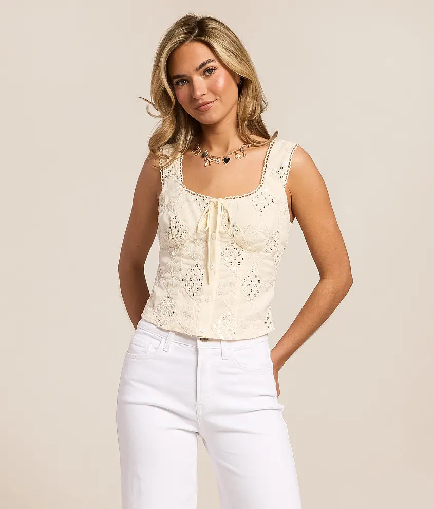Sequin Front Tie Cropped Tank Top | Buckle