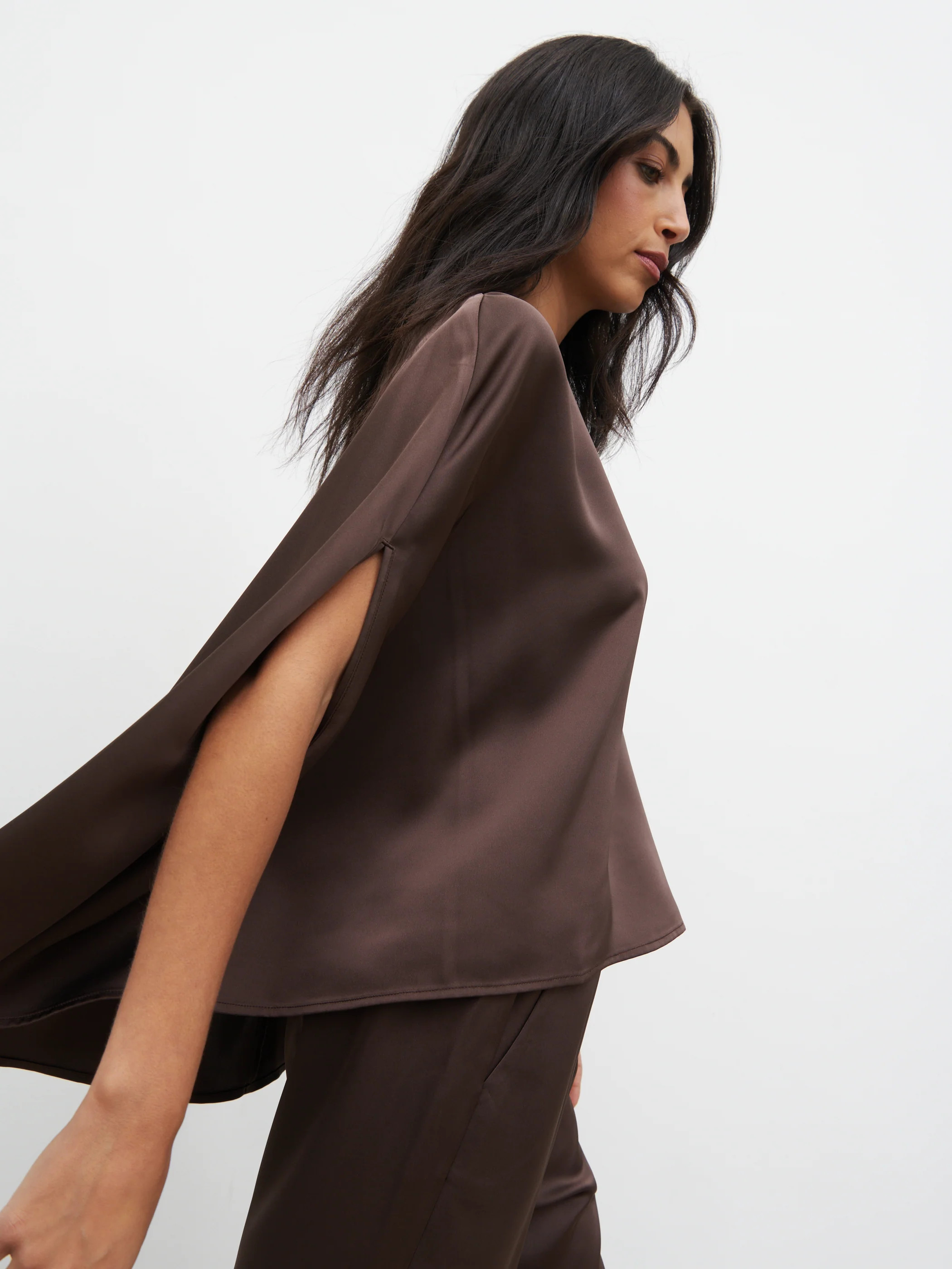 Breya Cape Floaty Satin Top | Pretty Lavish (UK)