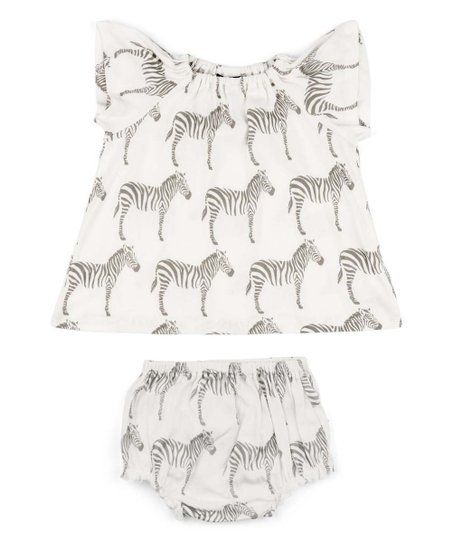 Gray Zebra Organic Cotton Angel-Sleeve Top & Bloomers - Infant | Zulily