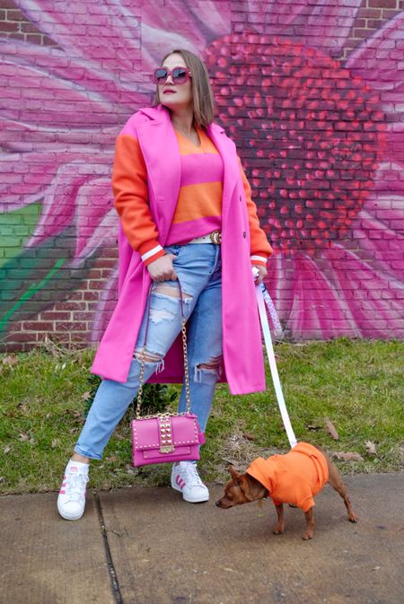 This trench and sweater set are under $65, super colorful, and fantastic quality. Add the bag, kicks, cute matching pup, and you got a fab #jacketweather look. 

#LTKSeasonal