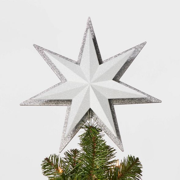 13in 21ct LED Light Glitter Star with Silver Glitter Star Tree Topper - Wondershop&#8482; | Target
